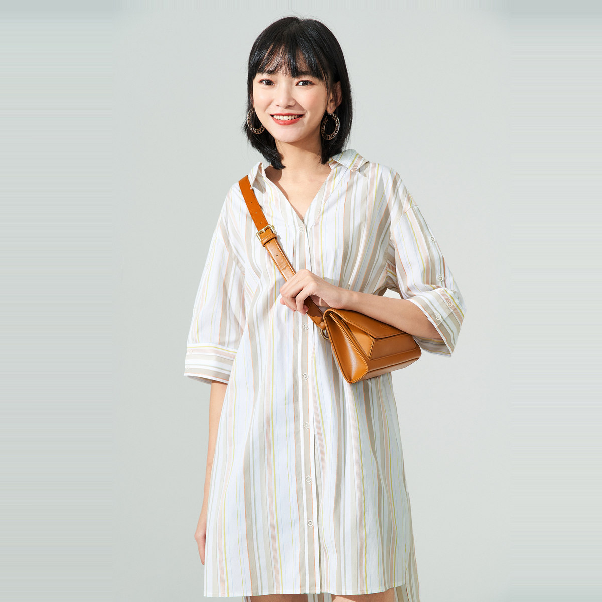 【商场同款】太平鸟休闲条纹连衣裙 太平鸟普埃拉连衣裙