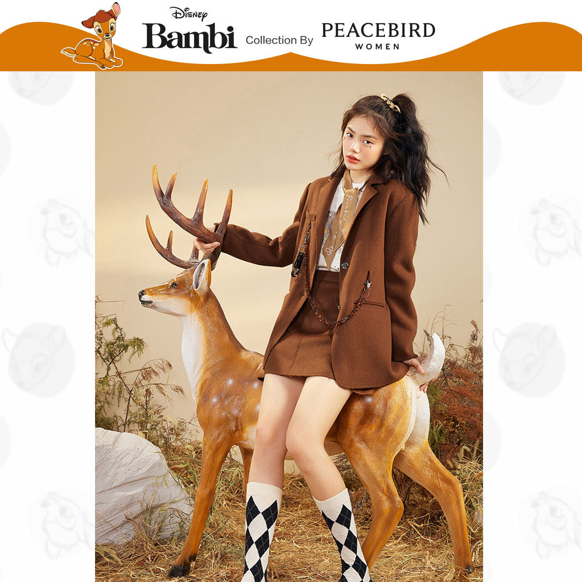 【小鹿斑比联名】太平鸟同款呢大衣 太平鸟毛呢外套