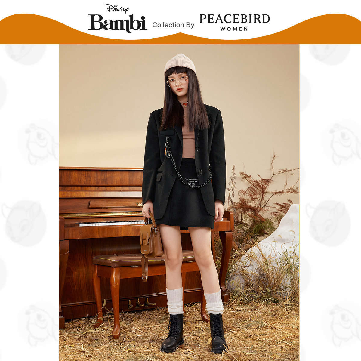 【小鹿斑比联名】太平鸟同款呢大衣 太平鸟毛呢外套