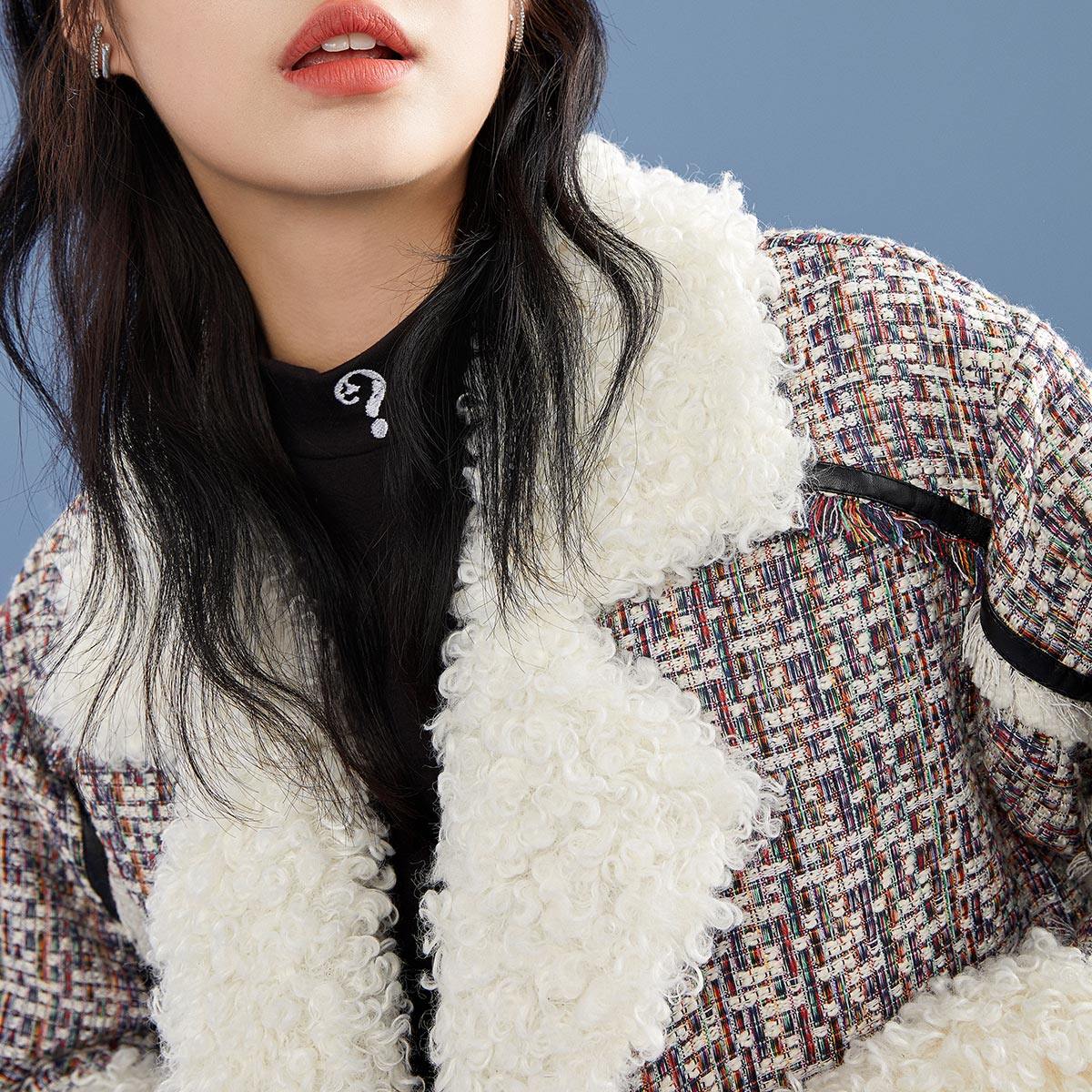 太平鸟小香风拼接短款2020羽绒服 太平鸟广仁羽绒服