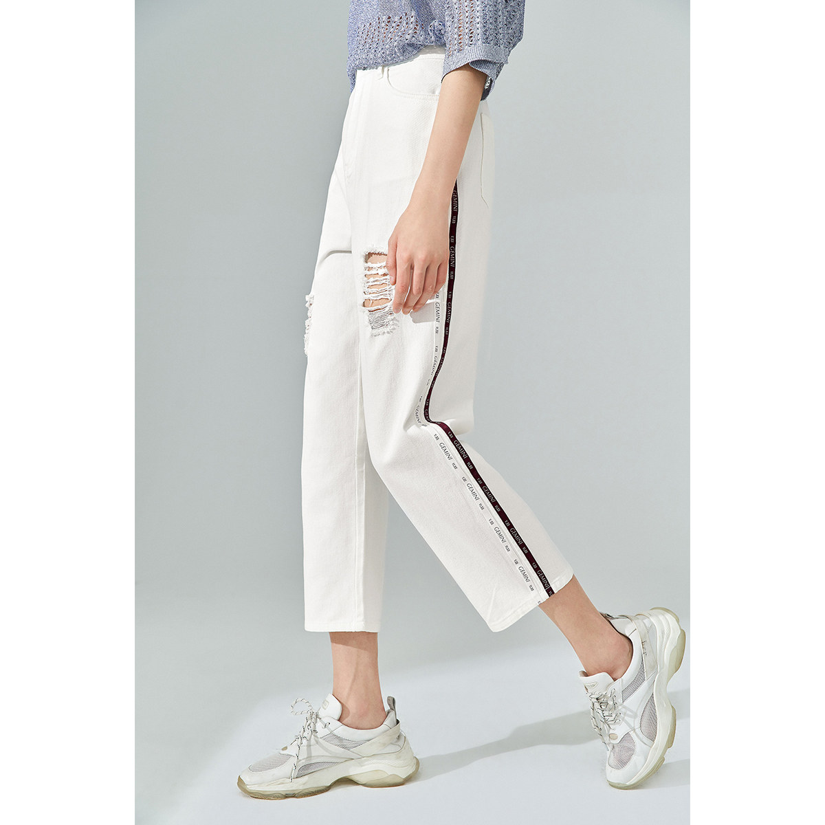 【商场同款】太平鸟高腰直筒裤牛仔裤 太平鸟普埃拉牛仔裤