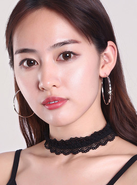 S925纯银日韩风大耳圈女友礼物