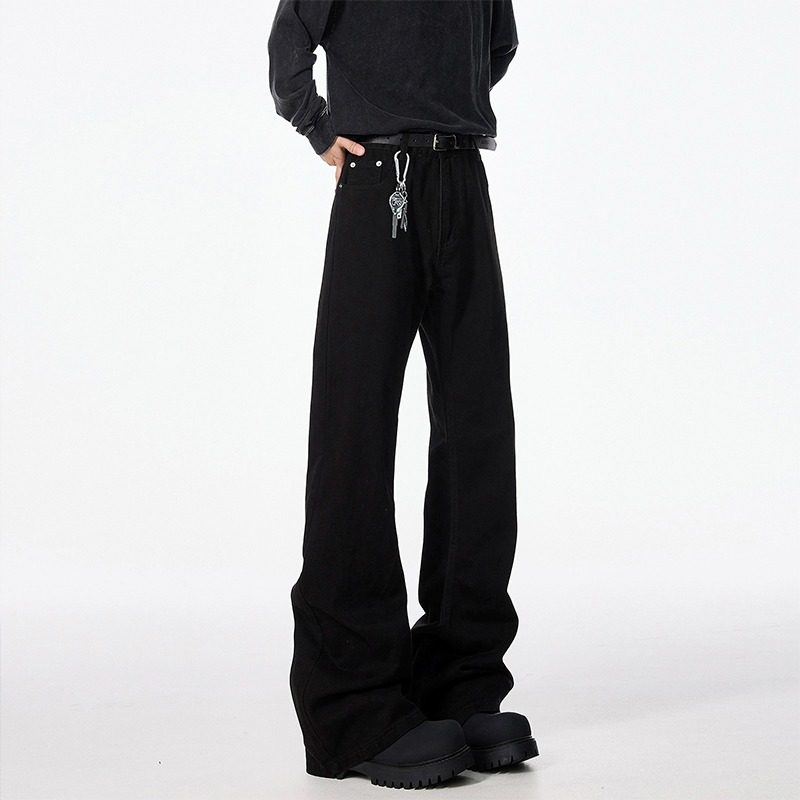 潮牌宽松巴黎bootcut直筒休闲裤子美式高街弯刀黑色牛仔裤男秋季,淘宝优惠券,粉丝福利购,淘宝优惠卷