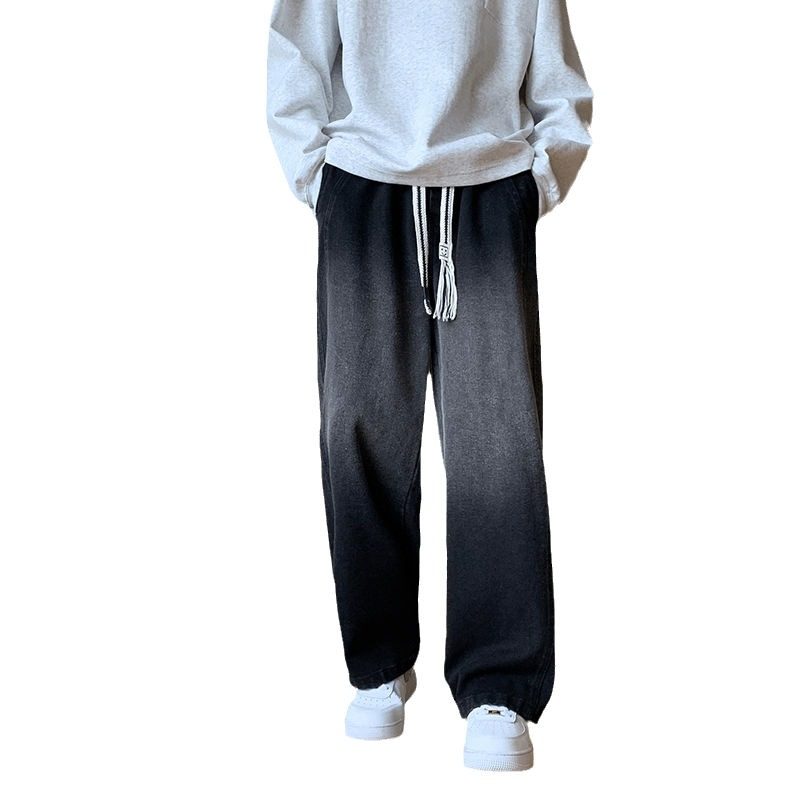 美式复古蓝色牛仔裤子男士宽松休闲潮牌直筒潮牌百搭简约垂感裤子,淘宝优惠券,粉丝福利购,淘宝优惠卷