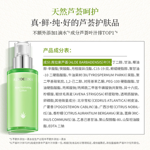 ALODERMA瑷露德玛芦荟补水保湿乳水嫩肌肤缓解干燥紧绷官方正品 - 图1