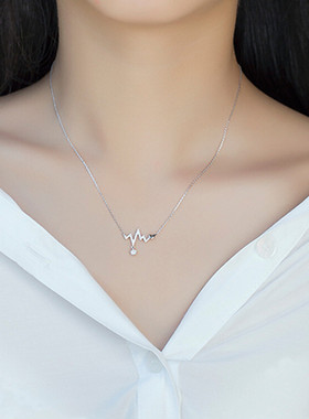 民升 闪钻心跳项链女网红ins风百搭时尚锁骨链小众设计高级感颈链