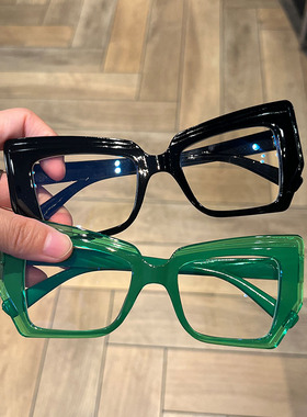 法式油画风猫眼平光镜跨境艺术感大框眼镜架极繁主义防蓝光眼镜