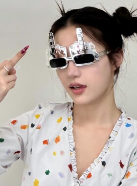 创意沙雕个性生日派对眼镜搞怪中指手势眼镜FUCK舞会电镀拍照道具