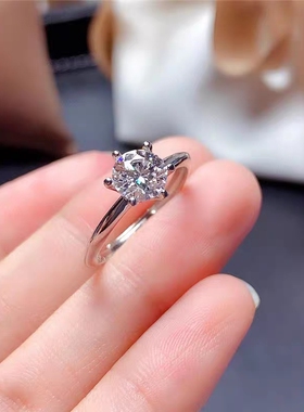 925纯银戒指六爪经典仿真克拉