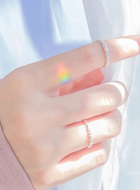 个性褶皱糖纸设计925女开口戒指