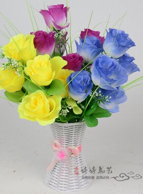 特价婚庆插花仿真花孔雀玫瑰