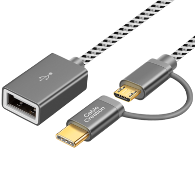 CableCreation micro usb+type-c二合一otg转接头小米8华为乐视2荣耀10vivo通用安卓手机接U盘鼠标吃鸡数据线 - 图0