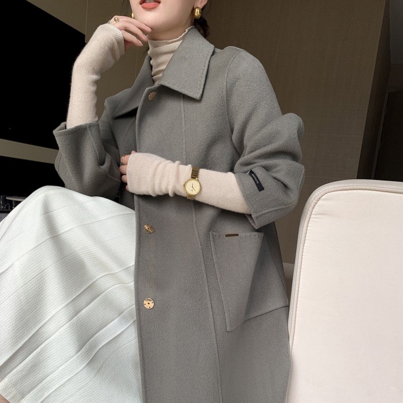 2025秋冬新款高端双面呢羊绒大衣女中长款100%羊毛红色毛呢外套,淘宝优惠券,粉丝福利购,淘宝优惠卷