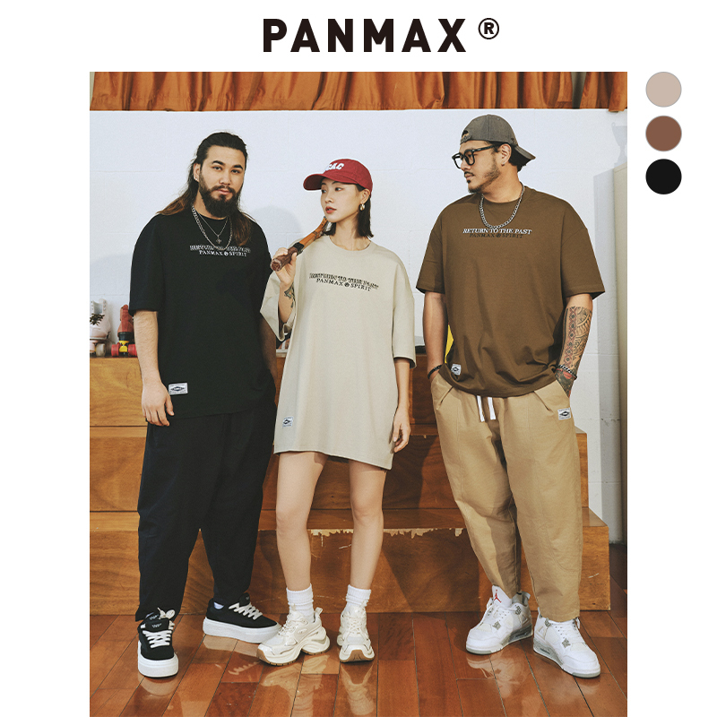 PANMAX潮牌大码男装加肥加大字母印花凉感防晒速干抗菌短袖上衣夏 - 图1