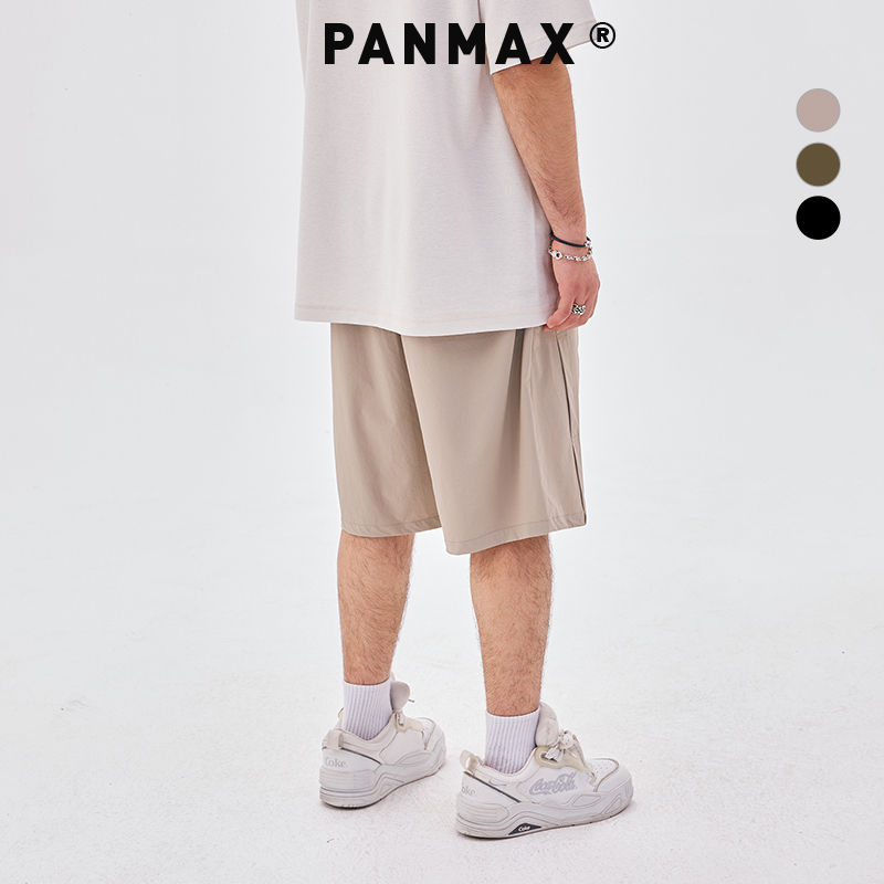PANMAX潮牌大码男装2025夏新款户外工装风收褶先手直筒短裤五分裤 - 图1