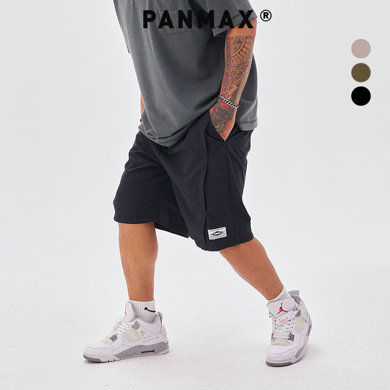 PANMAX潮牌大码男装2025夏新款户外工装风收褶先手直筒短裤五分裤 - 图0