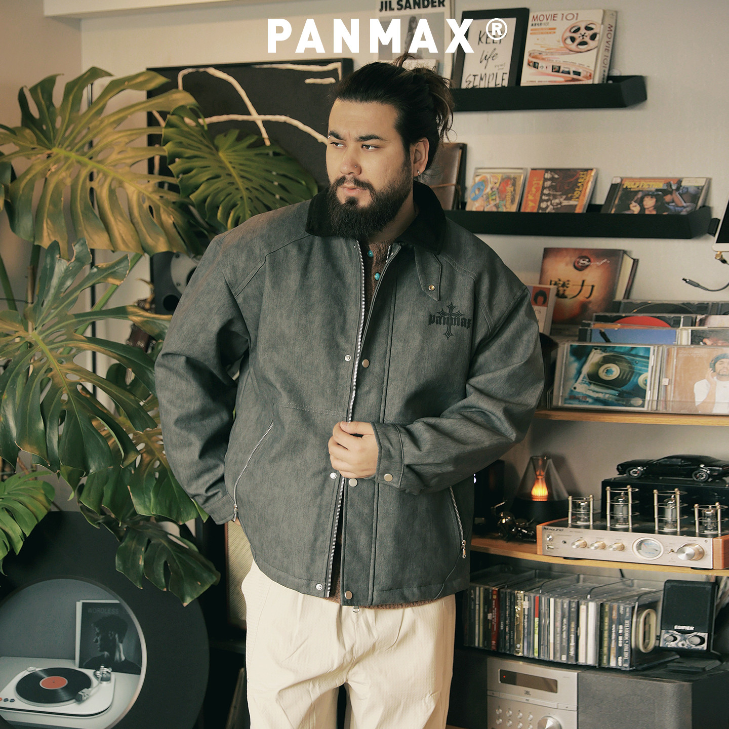 PANMAX潮牌大码男装仿羊羔绒皮夹克棉服冬复古工装棒球外套拼色,淘宝优惠券,粉丝福利购,淘宝优惠卷