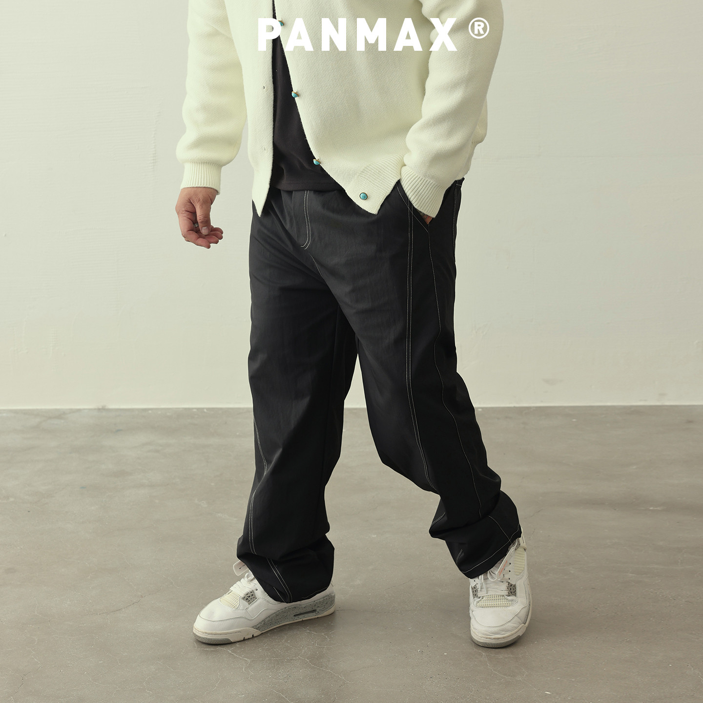 PANMAX潮牌大码男装休闲裤秋冬直筒运动裤轻运动拼线设计宽松长裤,淘宝优惠券,粉丝福利购,淘宝优惠卷