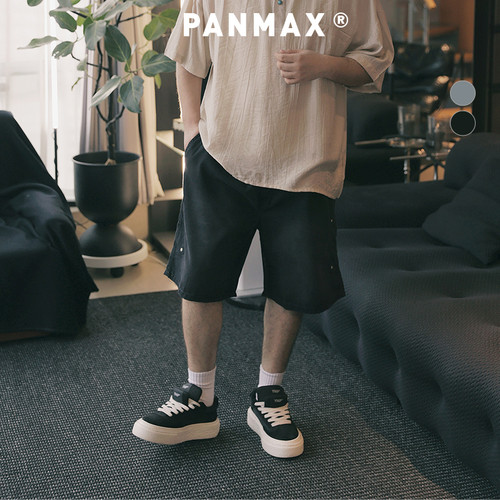 PANMAX大码男装潮牌夏季新款复古休闲水洗牛仔短裤五分裤潮 - 图0