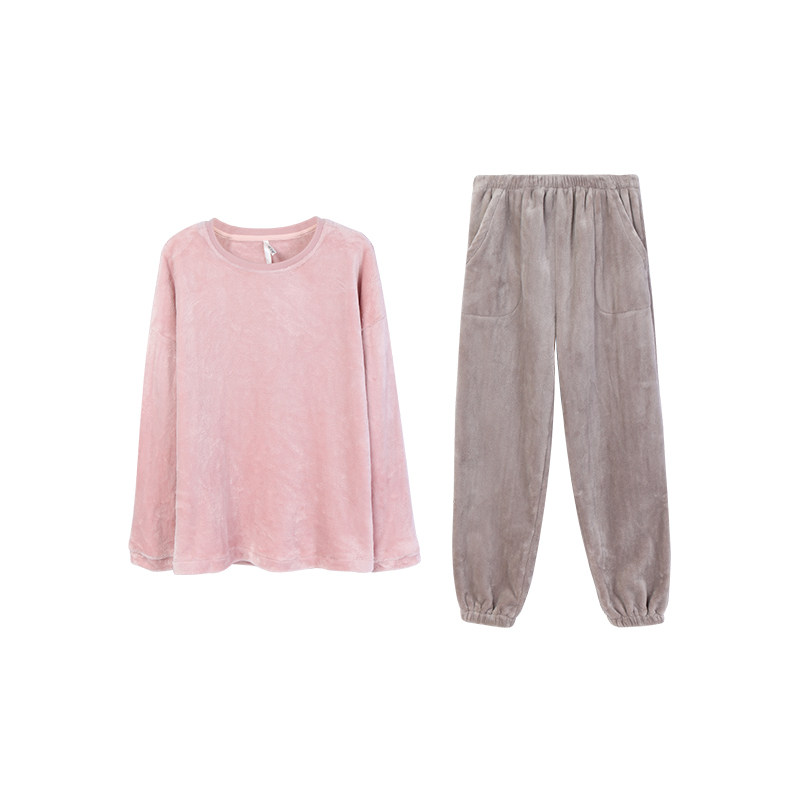 安之伴冬季珊瑚绒睡衣女士长袖简约法兰绒舒适家居服休闲套装秋冬,淘宝优惠券,粉丝福利购,淘宝优惠卷