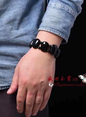 天然黑玛瑙水晶珠子情侣