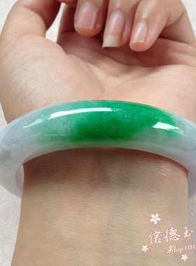 绿紫罗兰玉石手镯春带彩玉手镯女款镯子翡翠色玉石手镯简约女手镯
