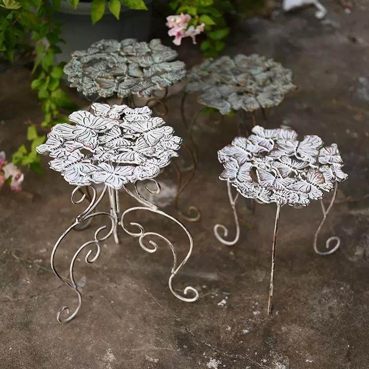 花园做旧铁艺花凳蝴蝶铸铁花盆托架庭院阳台民宿多肉绿植置物架子,淘宝优惠券,粉丝福利购,淘宝优惠卷