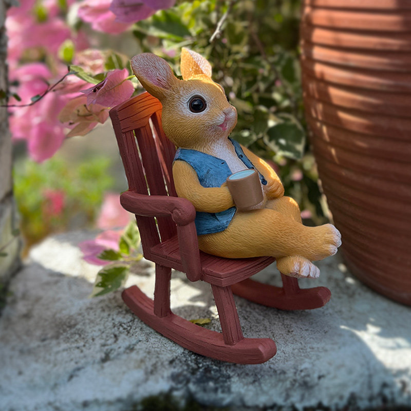 可爱办公室桌面兔子摇椅摆件花园阳台庭院造景盆栽幼儿园松弛装饰,淘宝优惠券,粉丝福利购,淘宝优惠卷