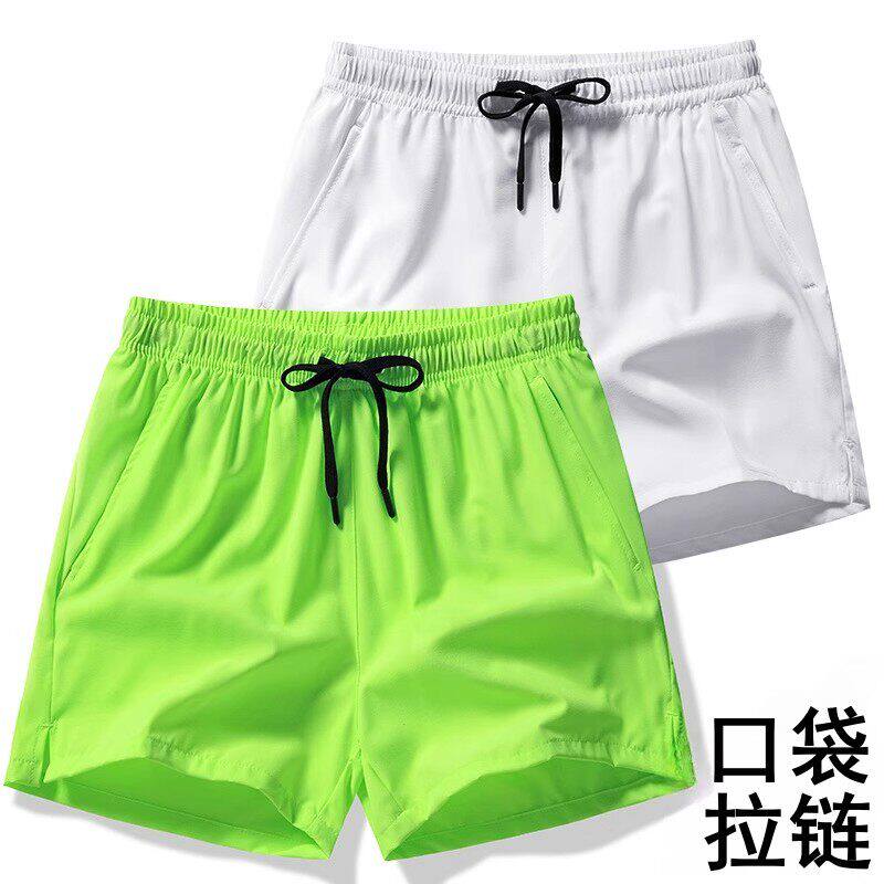 外贸清仓男士短裤夏季运动速干四分裤纯色休闲宽松大裤衩沙滩裤