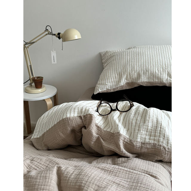 Retro Songbei Youji/Japanese lichen retro soft wrinkled yarn cotton sheet four-piece set bed cover three-piece set set set set set set set set set set set