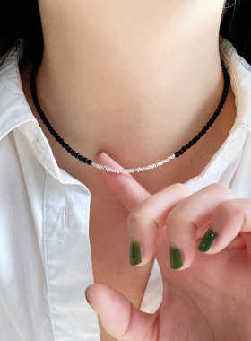 S925纯银碎银几两天然7A级黑玛瑙