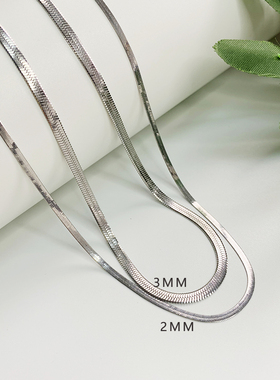 通体S925纯银扁蛇骨链轻奢气质