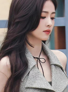 S925纯银黑色尖晶石蝴蝶结颈链