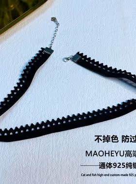 不掉色弹力蕾丝颈链小众锁骨链