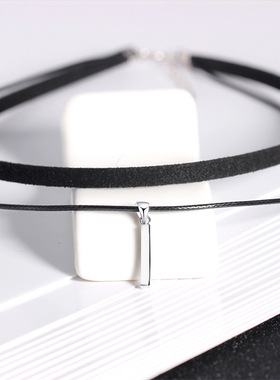 CHOKER925纯银黑色明星同款项链