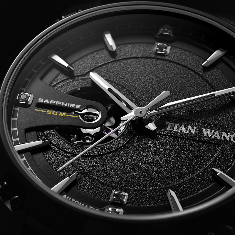 正品镂空自动大表盘真皮商务天王表 天王国产腕表