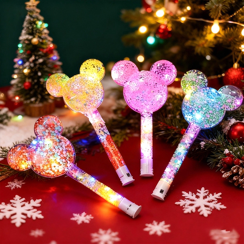 新款圣诞节七彩雪花棒发光荧光棒儿童玩具星星爱心棒闪光棒应援棒 - 图2