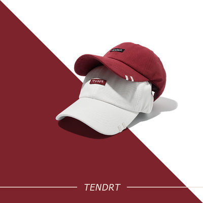 酒红色棒球帽纯棉软顶贴布夏白新款男女情侣原创刺绣遮阳鸭舌帽子 虎窝淘