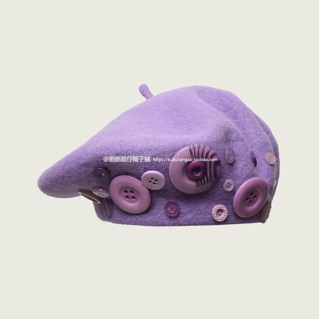 咖啡棕色贝雷帽子女士毛呢复古纽扣秋冬气质百搭画家帽韩版显脸小,淘宝优惠券,粉丝福利购,淘宝优惠卷