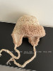 The color matching is so beautiful. Handmade crocheted plush ear protection Lei Feng hat for women in autumn and winter. Warm retro mixed color flying hat.