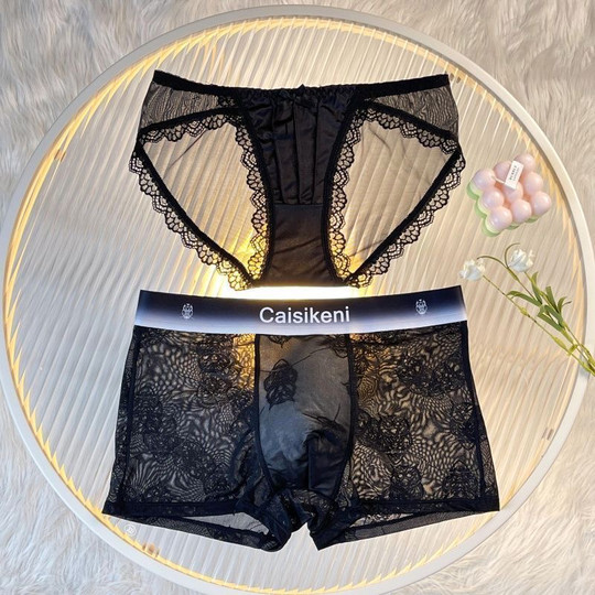 Pure Desire Black Sexy Couple Underwear Women's Pure Cotton Crotch