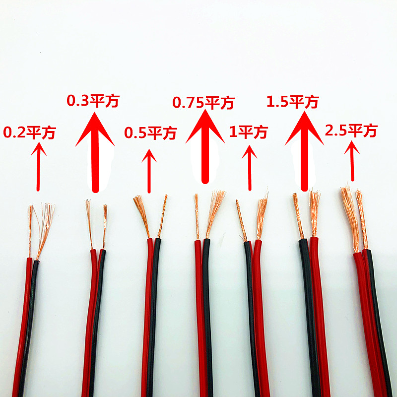 双色电线软线纯铜红黑线平行线2芯0.2 0.3 0.5 0.75 1 1.5 细电线 - 图1