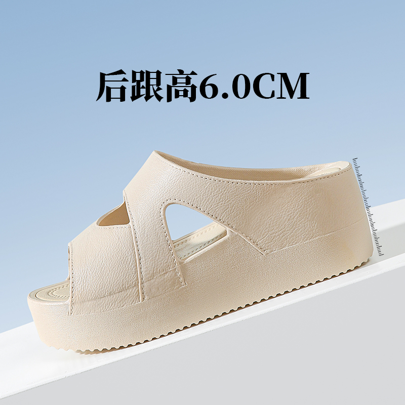 夏天女士拖鞋厚底外穿高跟时尚网红室内凉拖鞋防滑百搭坡跟松糕鞋 - 图2