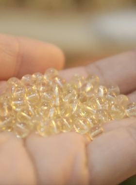 【4 6 8mm净体黄水晶】天然石圆珠散珠diy手串手链配珠隔珠串珠