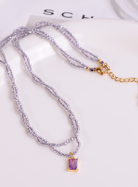 钛钢项链 新中式小众复古紫色项链女轻奢choker锁骨链颈链配饰品