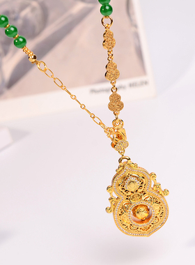 铜合金项链 人生四美葫芦项链女新中式超重工高级感轻奢衣服配饰