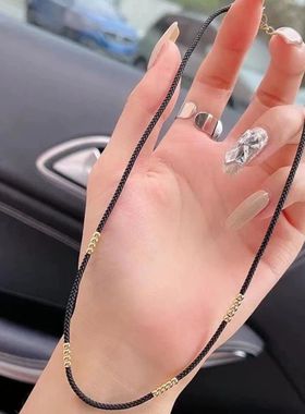 钛钢项链 日韩珠珠黑绳choker网红项链女百搭简约锁骨链项圈颈链