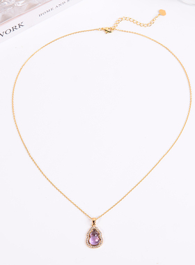 铜合金项链 新中式紫色葫芦福禄项链女高级感气质小众设计锁骨链