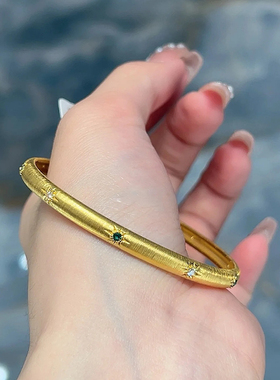 铜合金手镯 拉丝工艺星芒卡扣手镯女高级感百搭手环气质时尚镯子