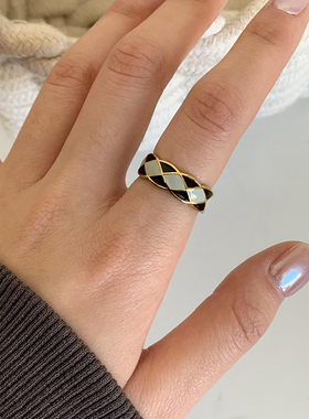 钛钢戒指  珐琅滴釉秋冬新款戒指女小众设计高级感轻奢食指戒潮